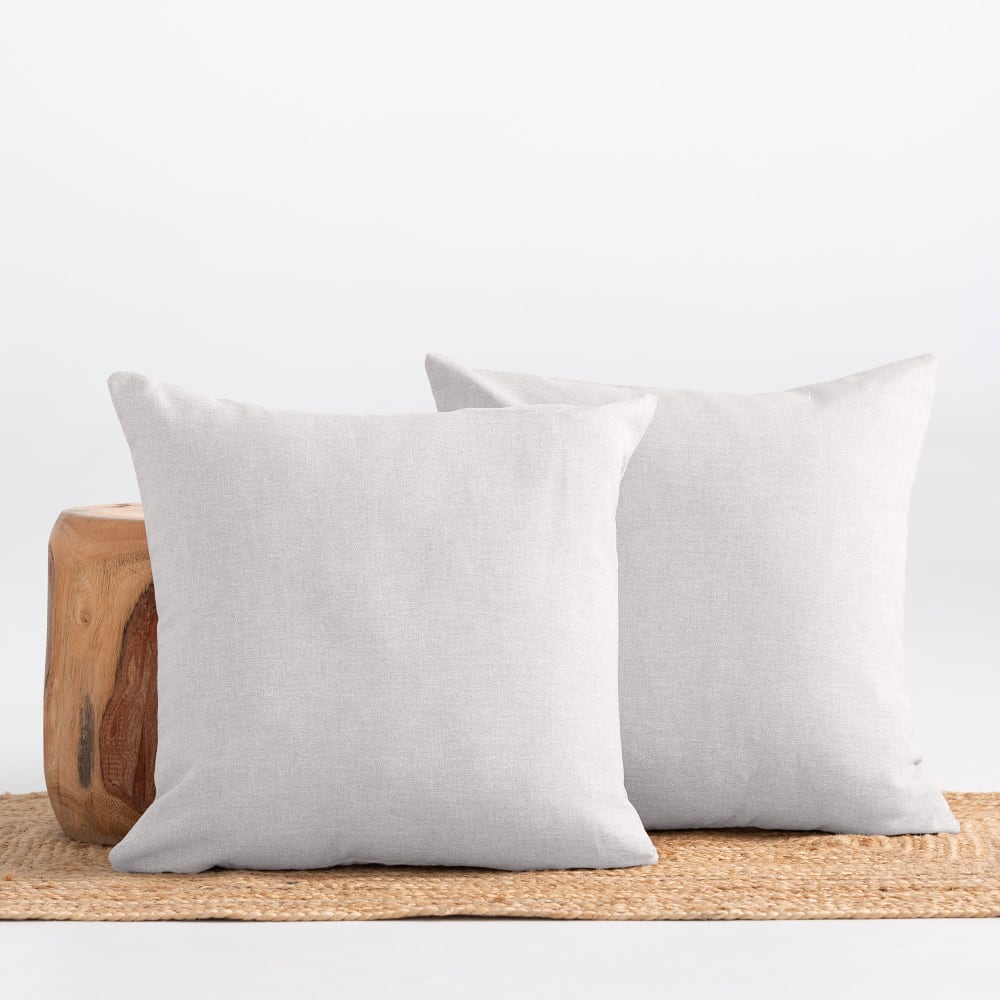 Lot 2 housse de coussin uni en coton doux gris clair 45x45 cm — vue 3