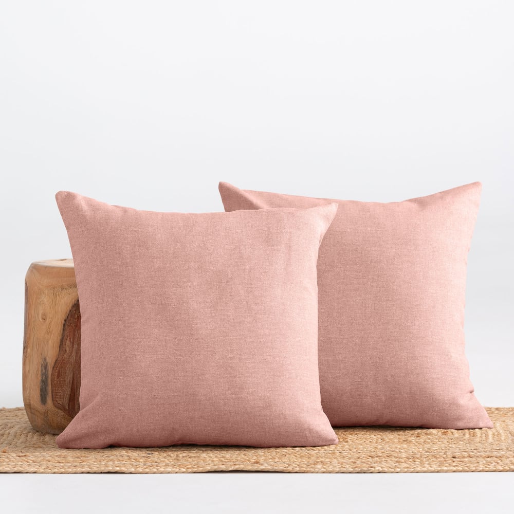 Lot 2 housse de coussin uni en coton doux saumon 45x45 cm — vue 3