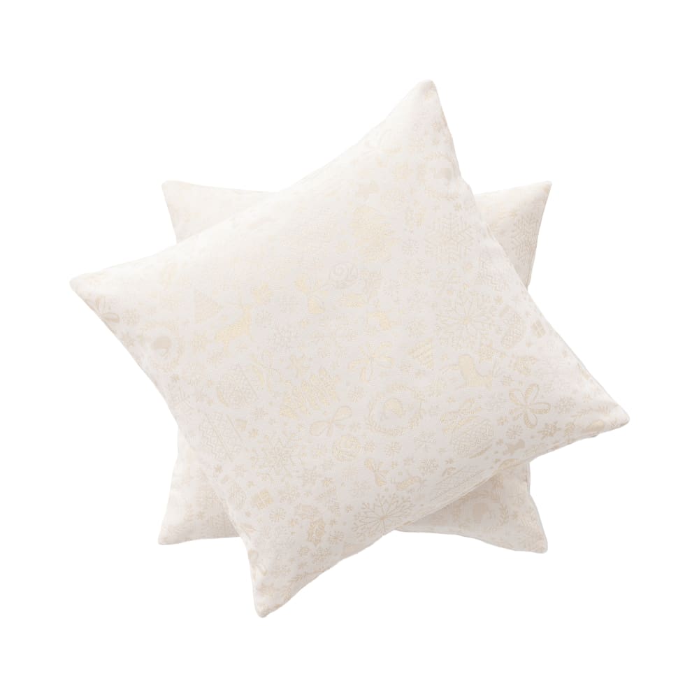 Lote 2 fundas cojín navidad jacquard algodón crudo 45x45 cm