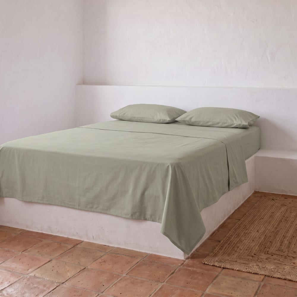 Parure de draps en 100% coton vert 90x200 + 45x115cm Parure de draps en 100% coton vert 90x200 + 45x115cm