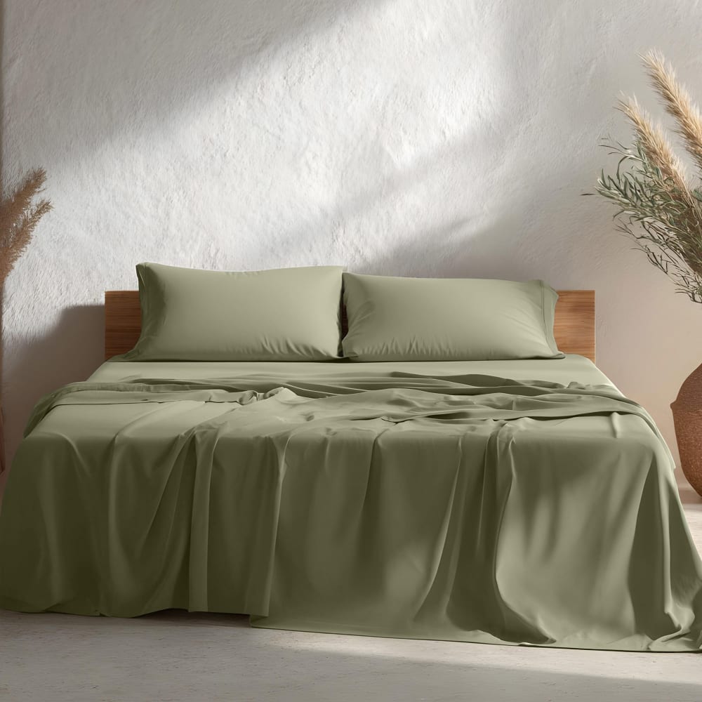 Bettwäsche-Set aus 100% Baumwolle, Grün 90x200 + 45x115cm -