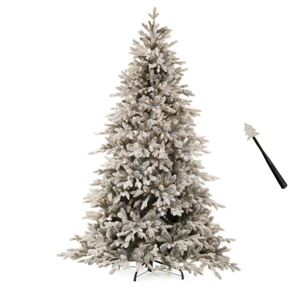 Sapin de Noël mince et enneigé, 270 cm de haut