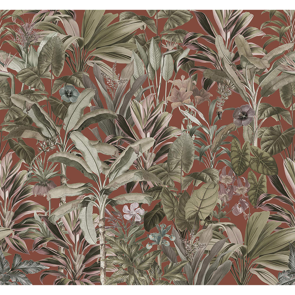 Fresque panoramique botanique jungle multicolore 300x280cm