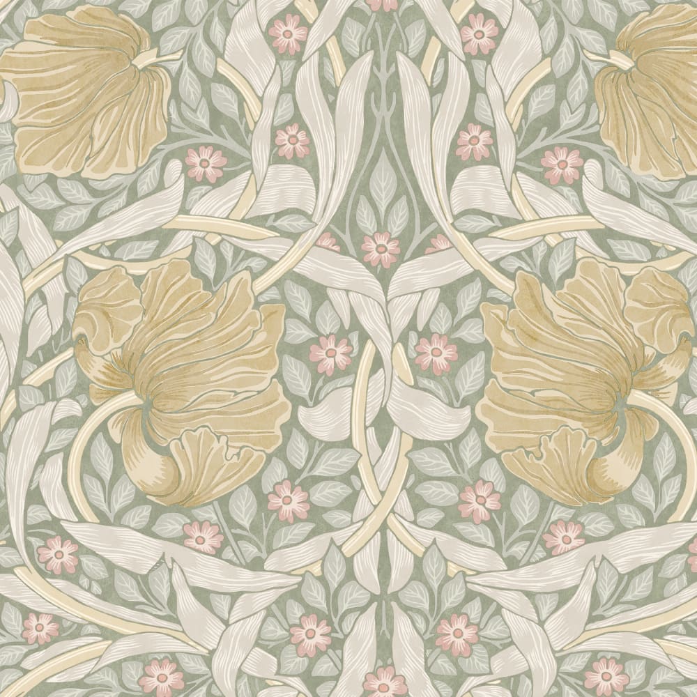 Papier peint fleurs d'églantine vert beige 1005x52cm — vue 3