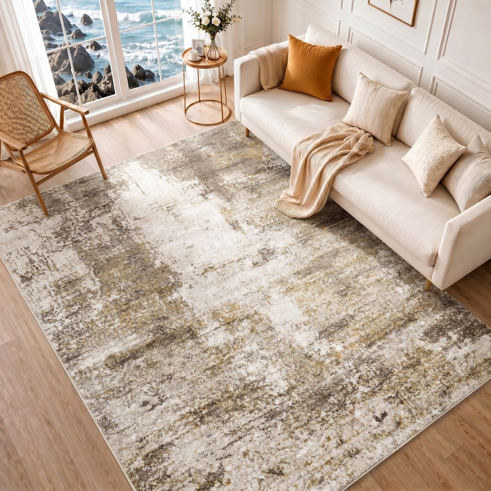Tapis abstrait moderne marron clair 200x275 — vue 3