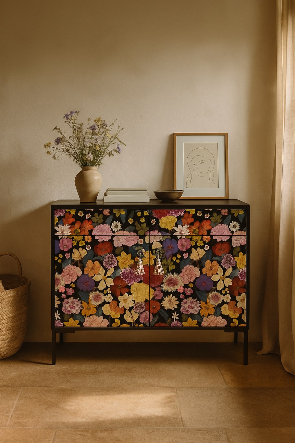 Sideboard MDF 2 Türen und 2 Schubladen mit Druckmuster - Maisons
