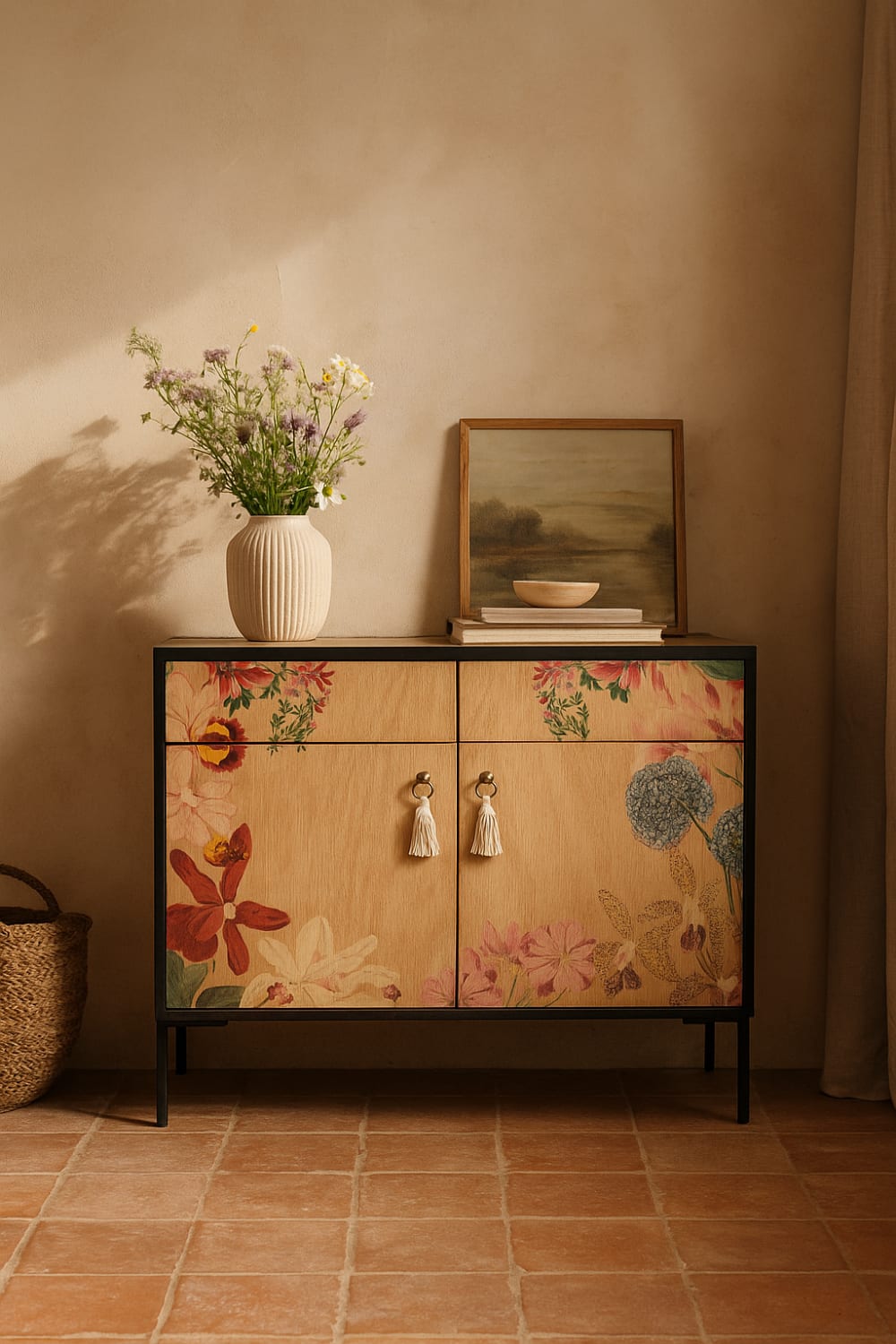 Sideboard MDF 2 Türen und 2 Schubladen mit Druckmuster - Maisons