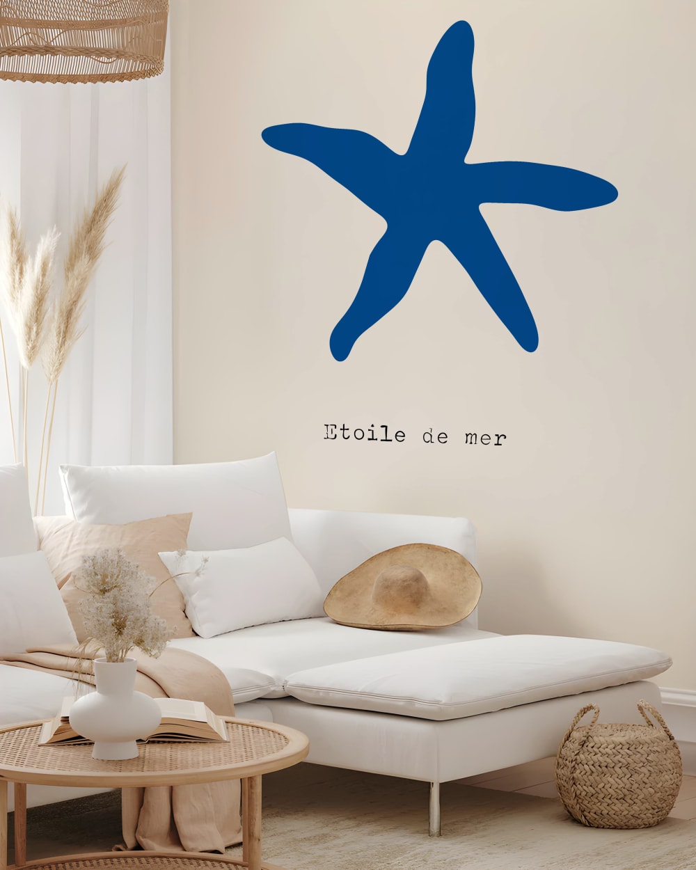 Papier peint étoile de mer bleu – h250 x l200 cm (4 lés) — vue 3