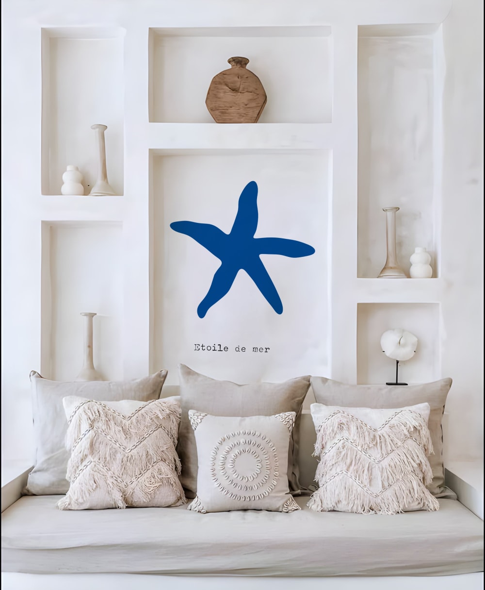 Papier peint étoile de mer bleu – h250 x l200 cm (4 lés) — vue 4
