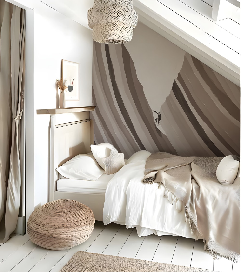 Papier peint vague taupe – h250 x l200 cm (4 lés)