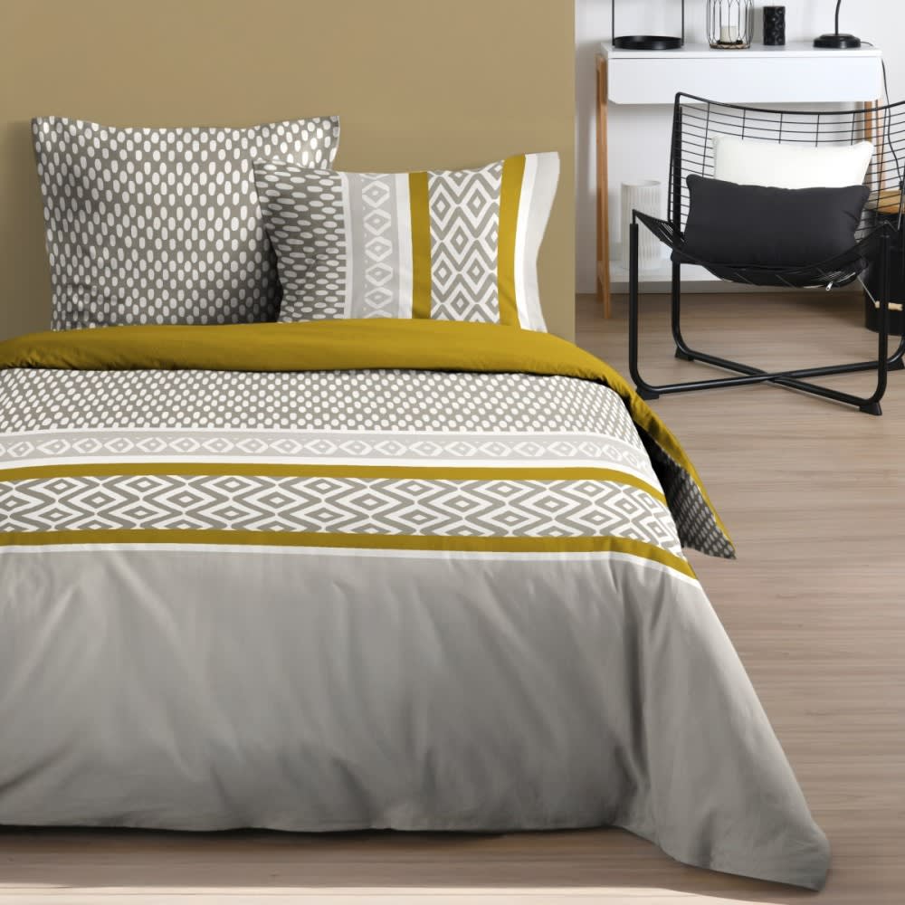 Parure de couette 100% coton 57 fils imprimée 240x220cm 2 taies
