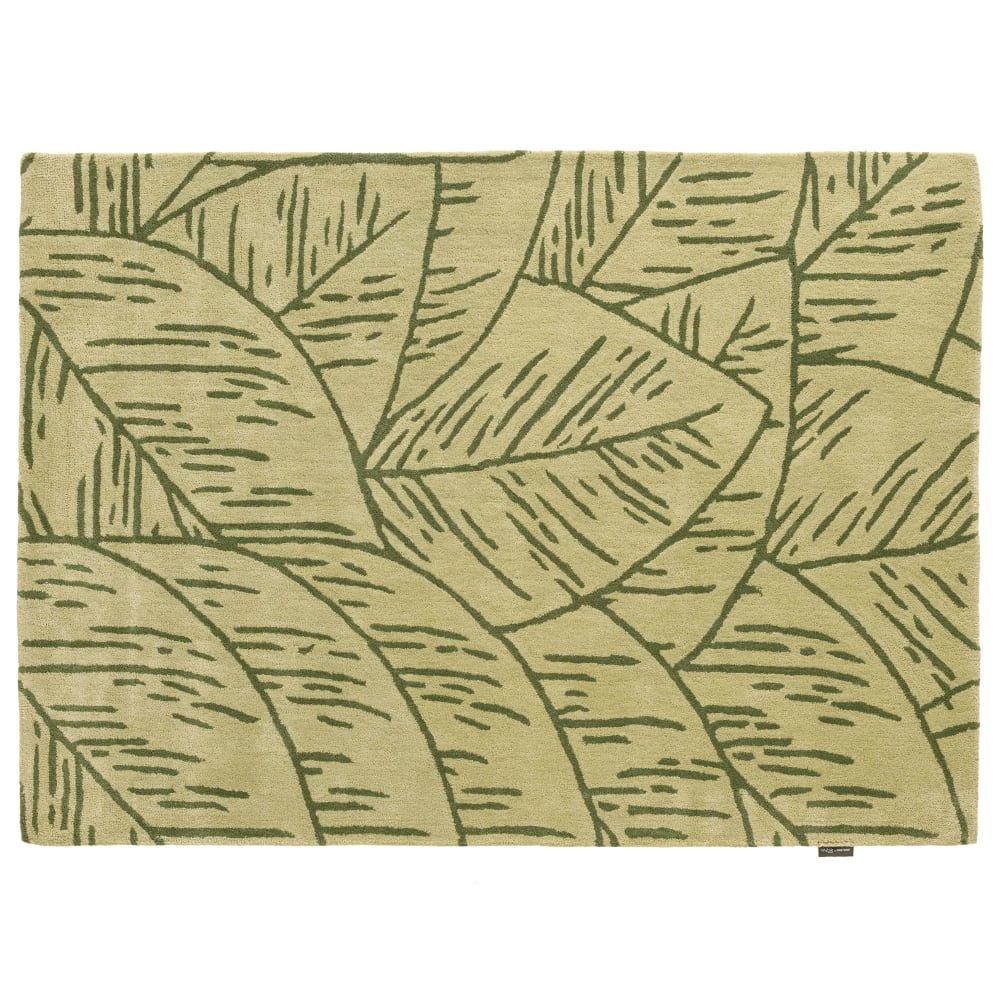 Tapis Laine Tissé à la main feuillage Vert 133x190