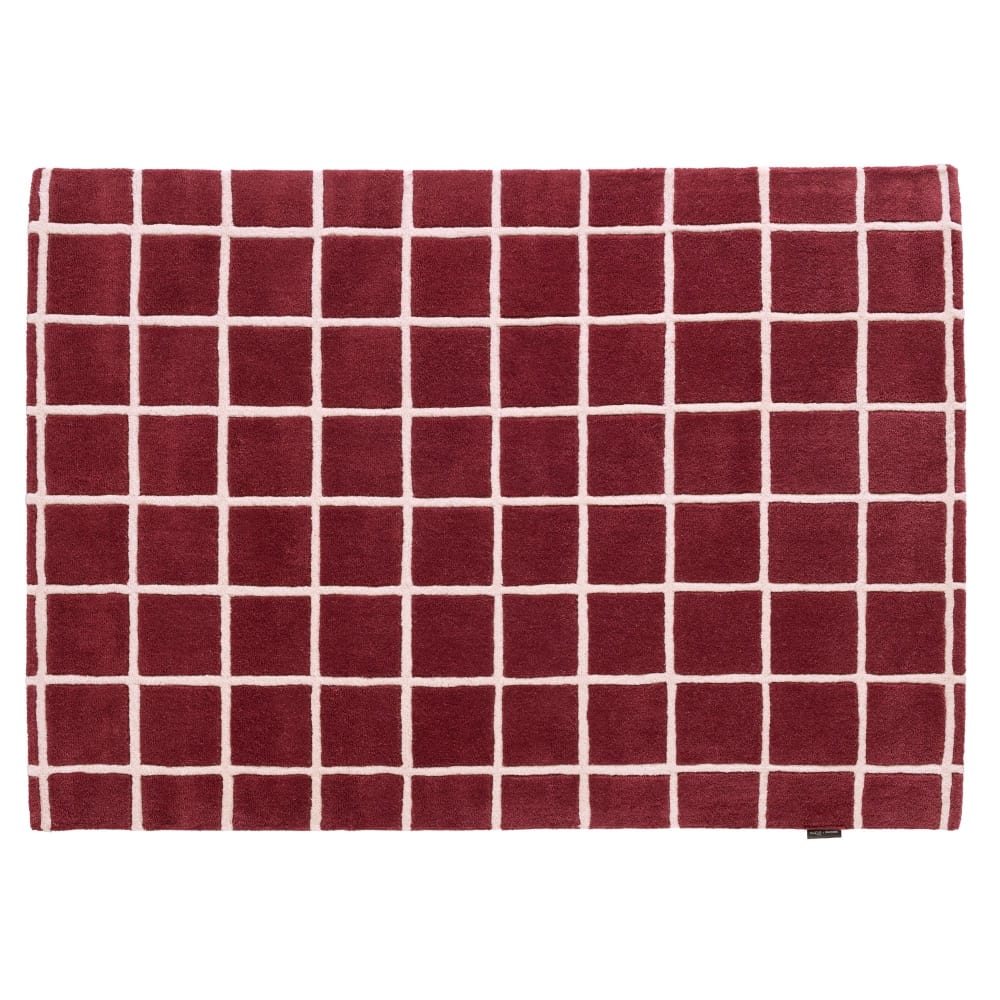 Tapis Laine Tissé à la main linéaire Bordeaux 200x290