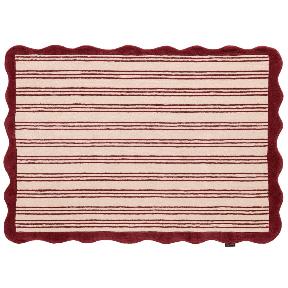 Tapis Laine Tissé à la main rayures Bordeaux 200x290