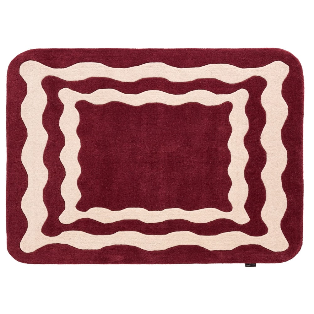 Tapis Laine Tissé à la main wavy Bordeaux 200x290