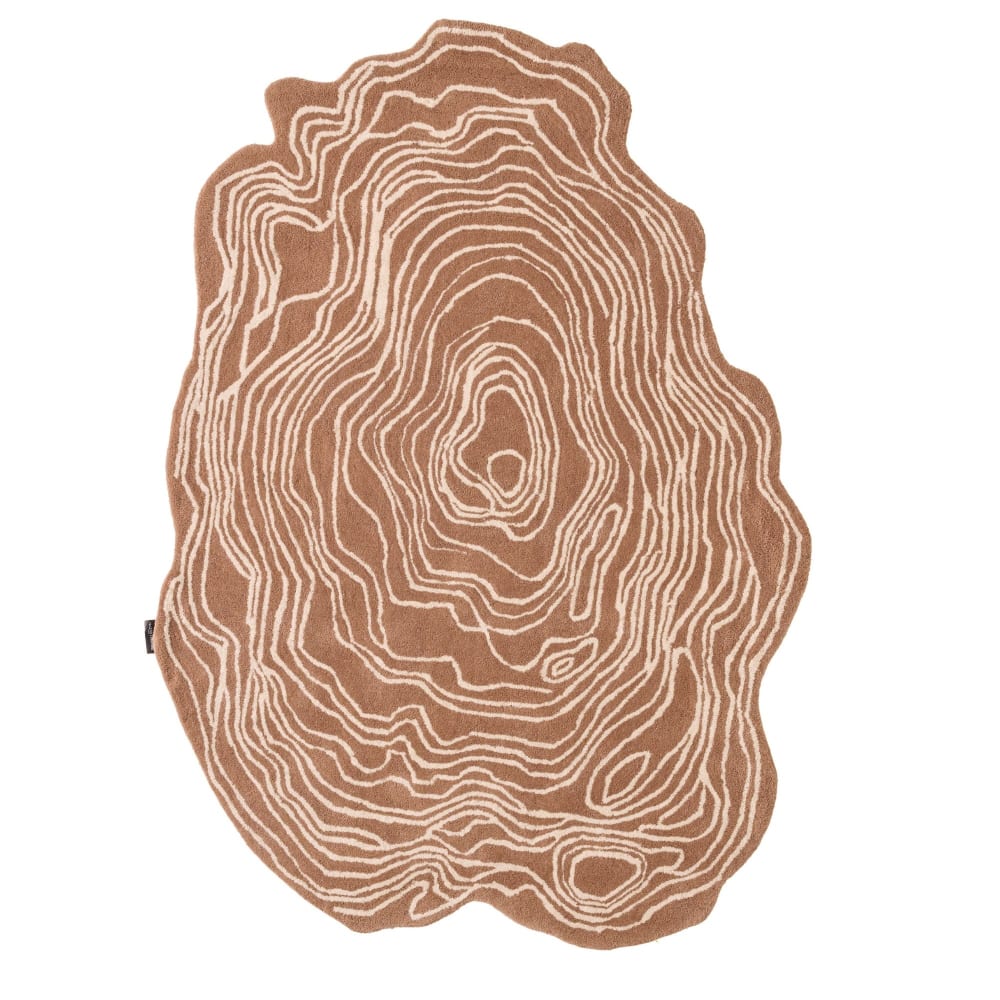 Tapis Laine Tissé à la main motif bois Marron 133x190