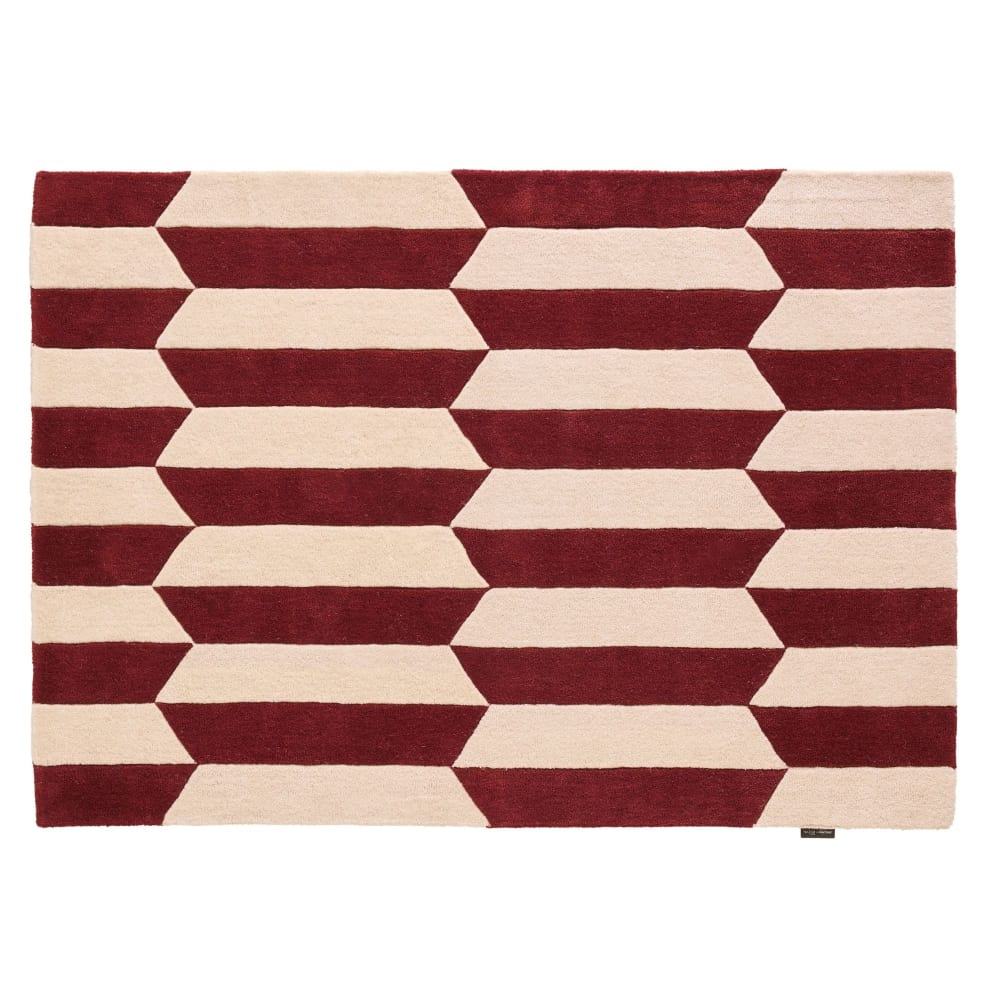 Tapis Laine Tissé à la main graphique Bordeaux 160x230