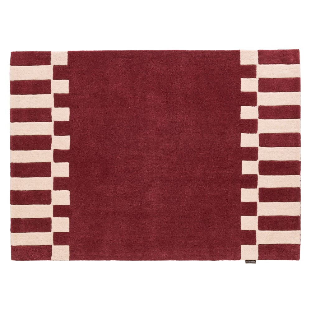 Tapis Laine Tissé à la main géométrique Bordeaux 160x230