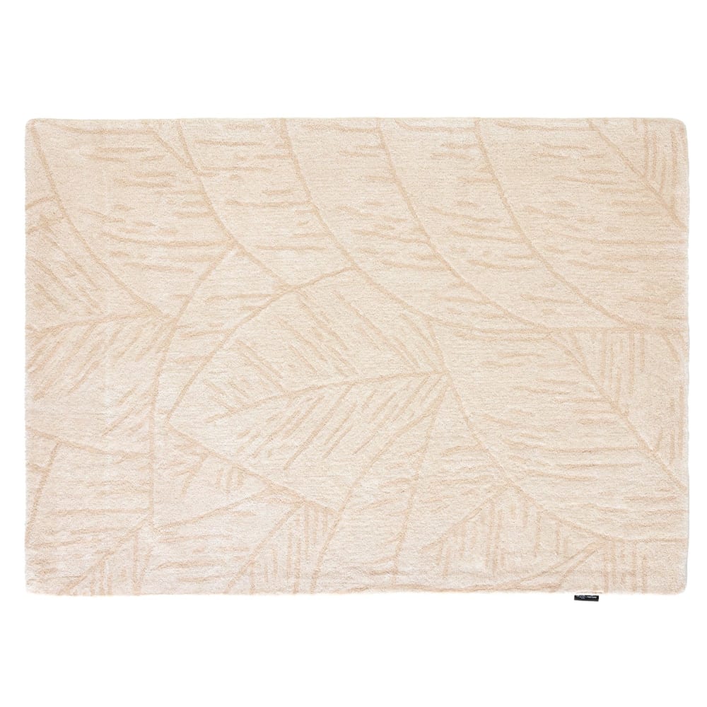 Tapis Laine Tissé à la main feuillage Crème 133x190