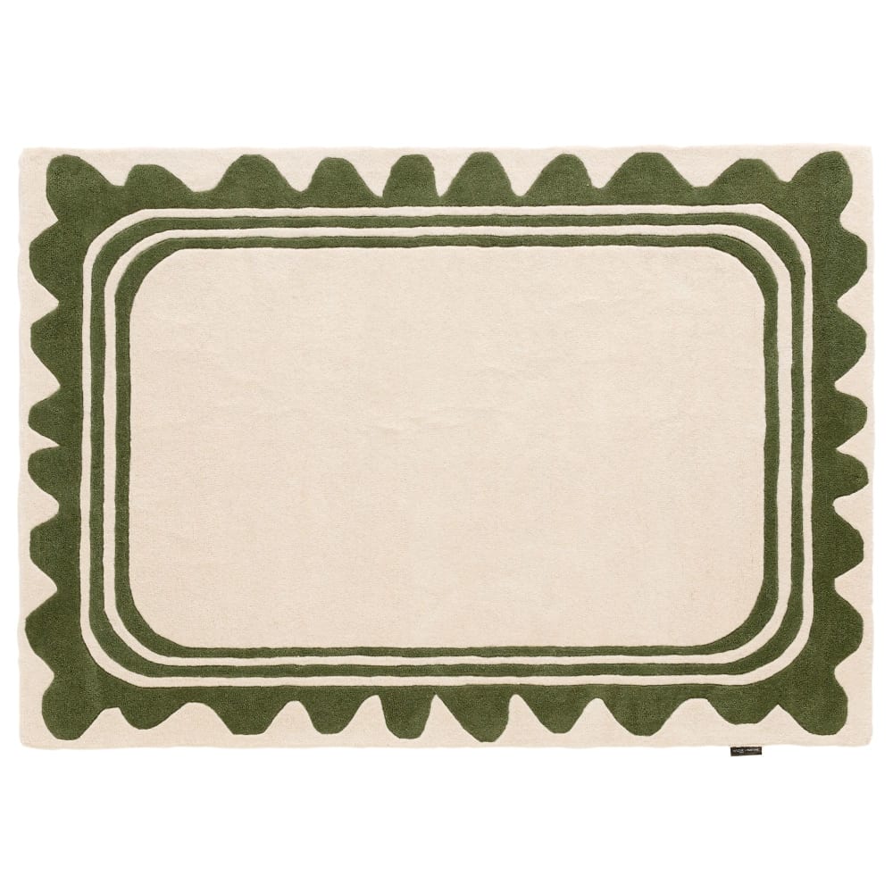 Tapis Laine Tissé à la main wavy Vert 133x190