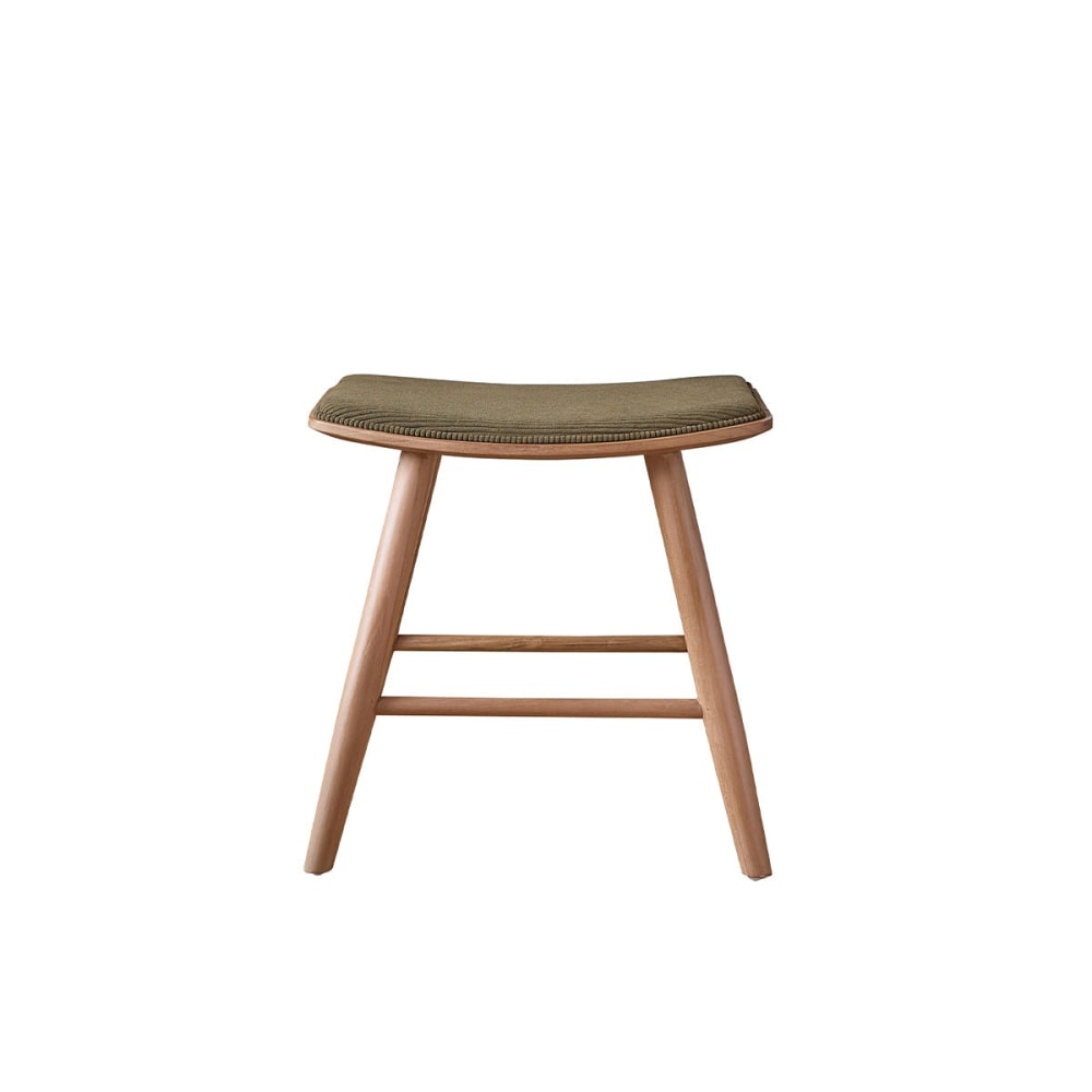 Hocker aus massivem Teakholz Sitzfläche aus Cord 45 cm - Maisons