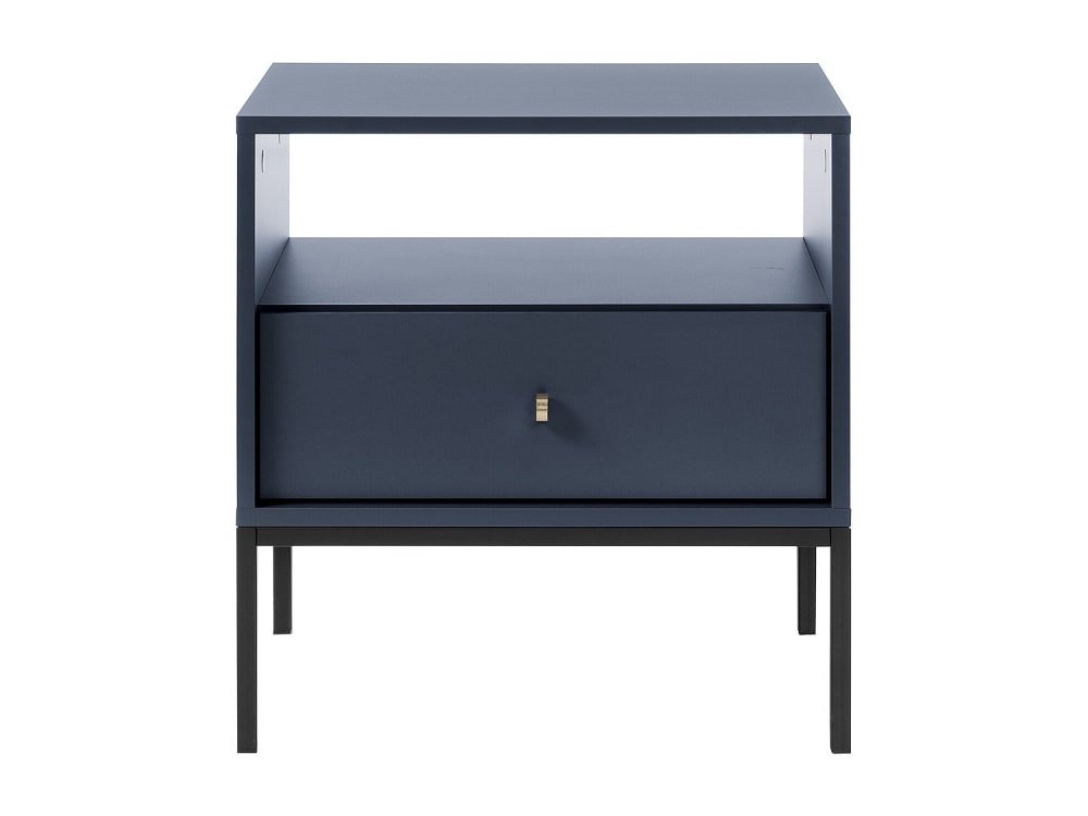 Table de chevet effet bois bleu nuit