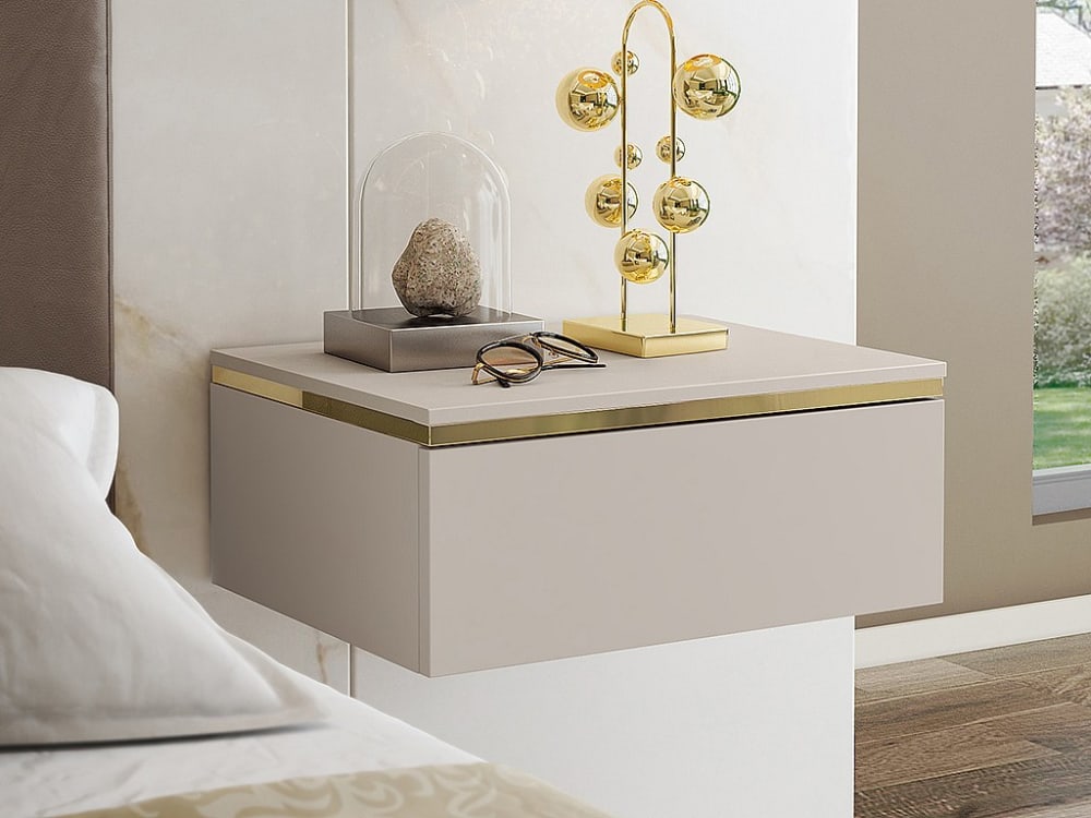 Table de chevet panneau de particule beige