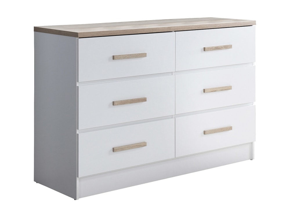 Commode basse effet bois , blanc