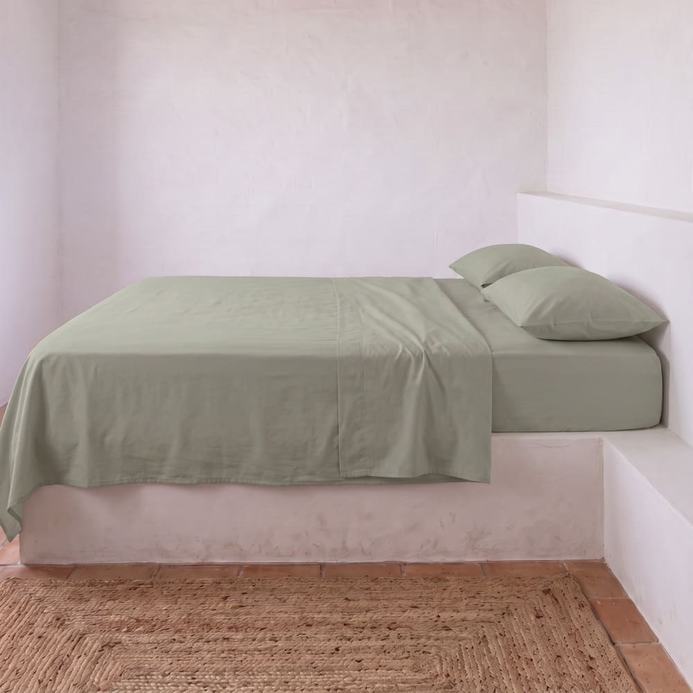 Drap-housse en 100% coton vert 140x200x30 cm — vue 3