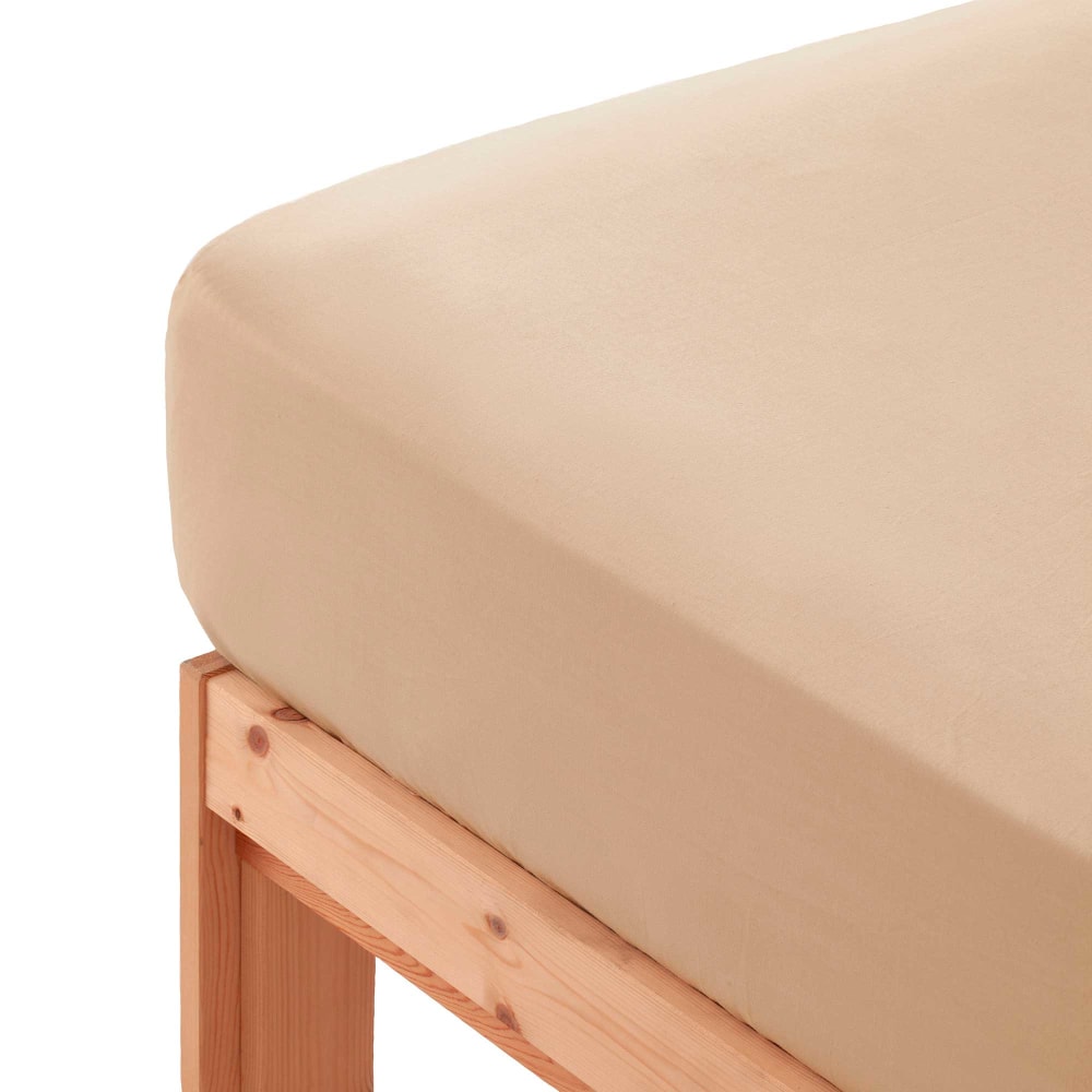 Drap-housse en 100% coton grège 80x200x30 cm