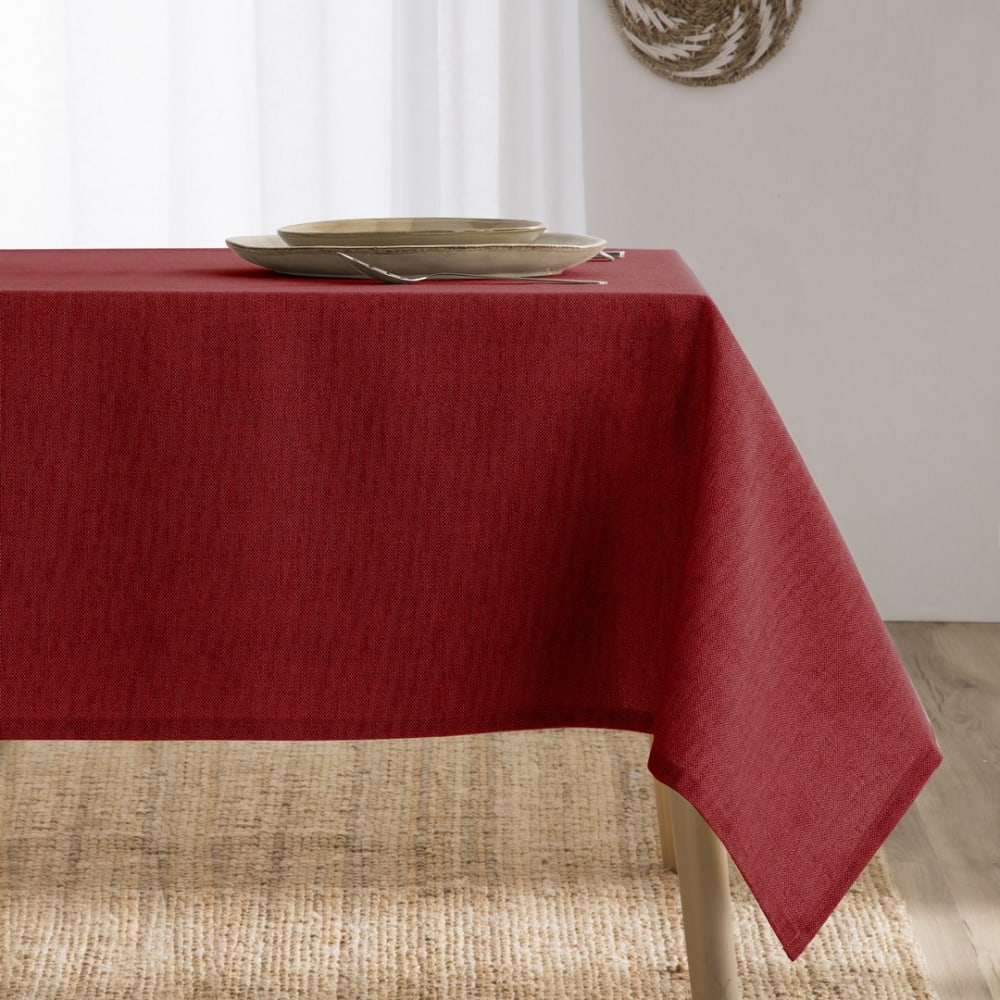 Nappe lisse antitache en résine rouge 140x100 cm