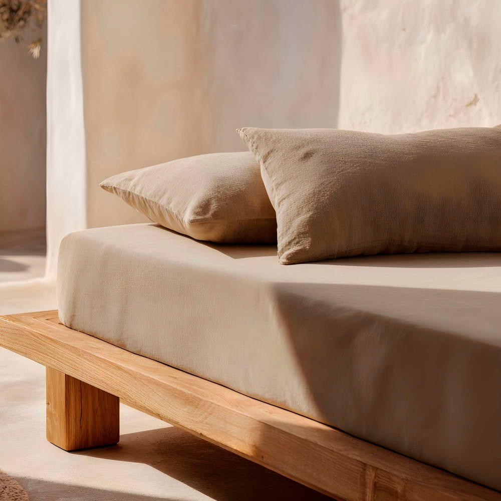 Drap-housse en 100% coton grège 135x200x30 cm — vue 3