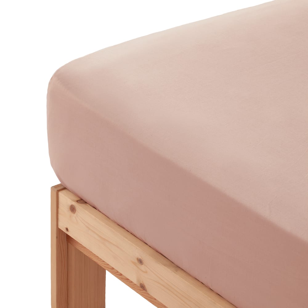 Drap-housse en 100% coton rose 80x200x30 cm