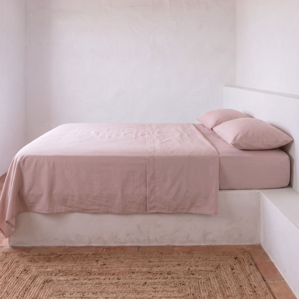 Drap-housse en 100% coton rose 80x200x30 cm — vue 3