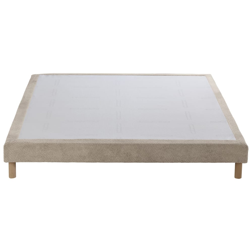 Sommier tapissier crème bois massif chenille bouclettes 140x190