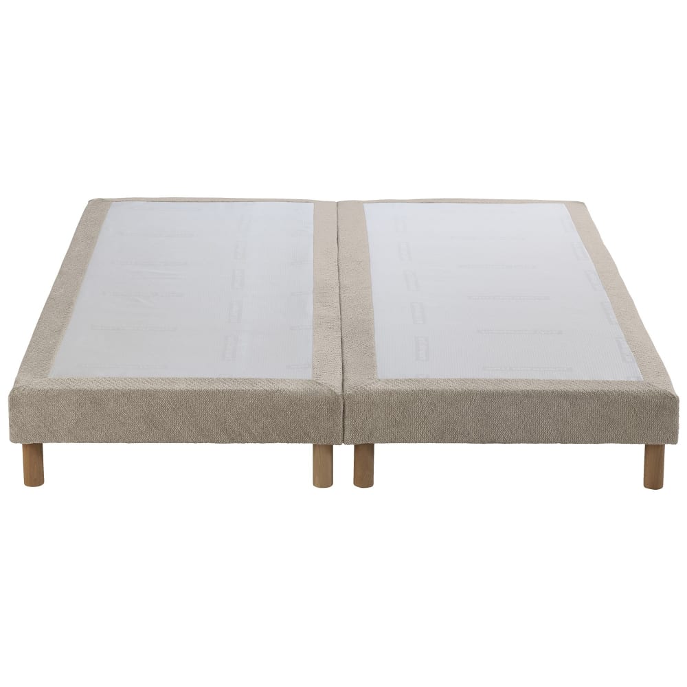 Sommier tapissier crème bois massif chenille bouclettes 2x80x200