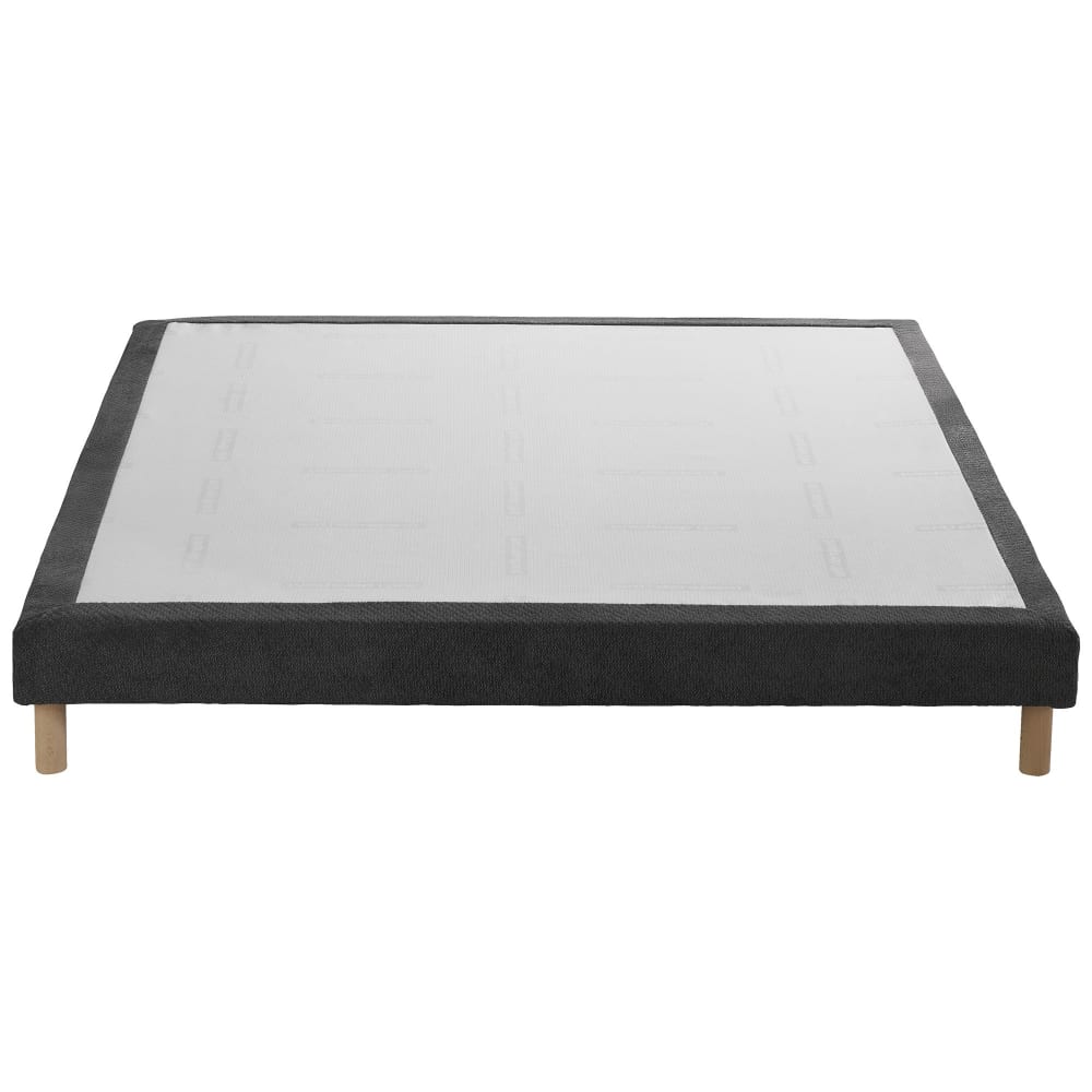 Sommier tapissier gris anthracite bois massif bouclettes 140x190