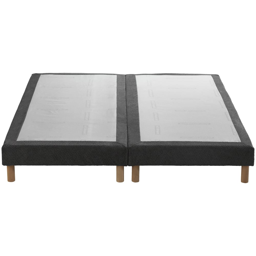 Sommier tapissier gris anthracite bois massif bouclettes 2x90x200