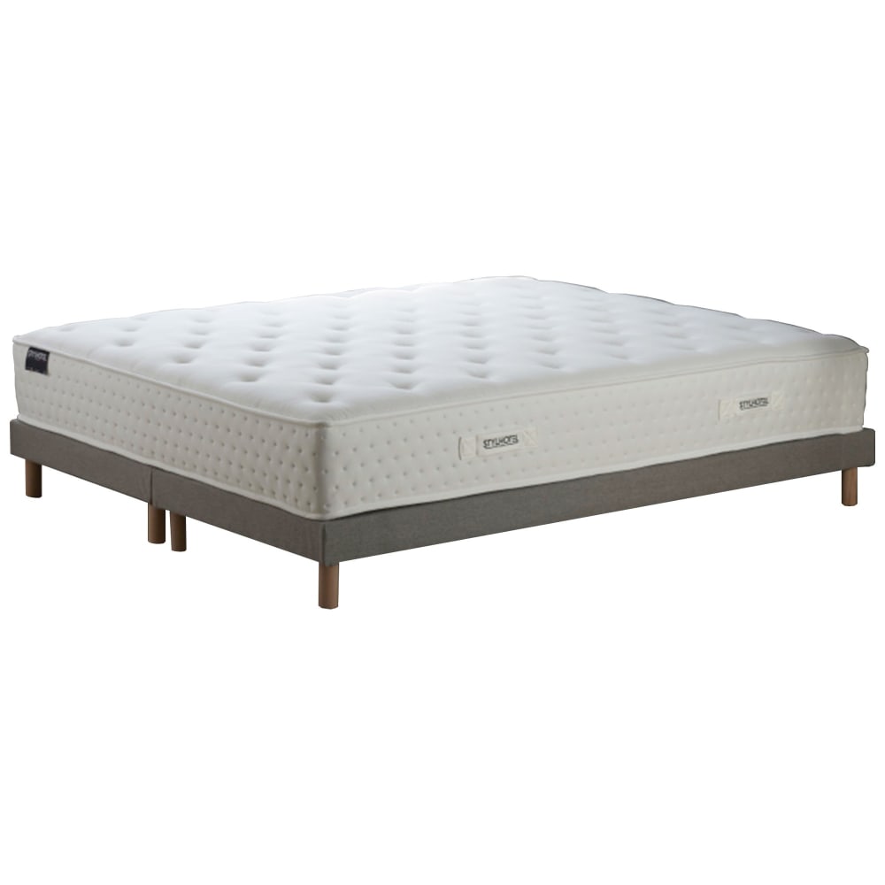 Ensemble matelas ressort 7 zones mousse sommier gris 180x200