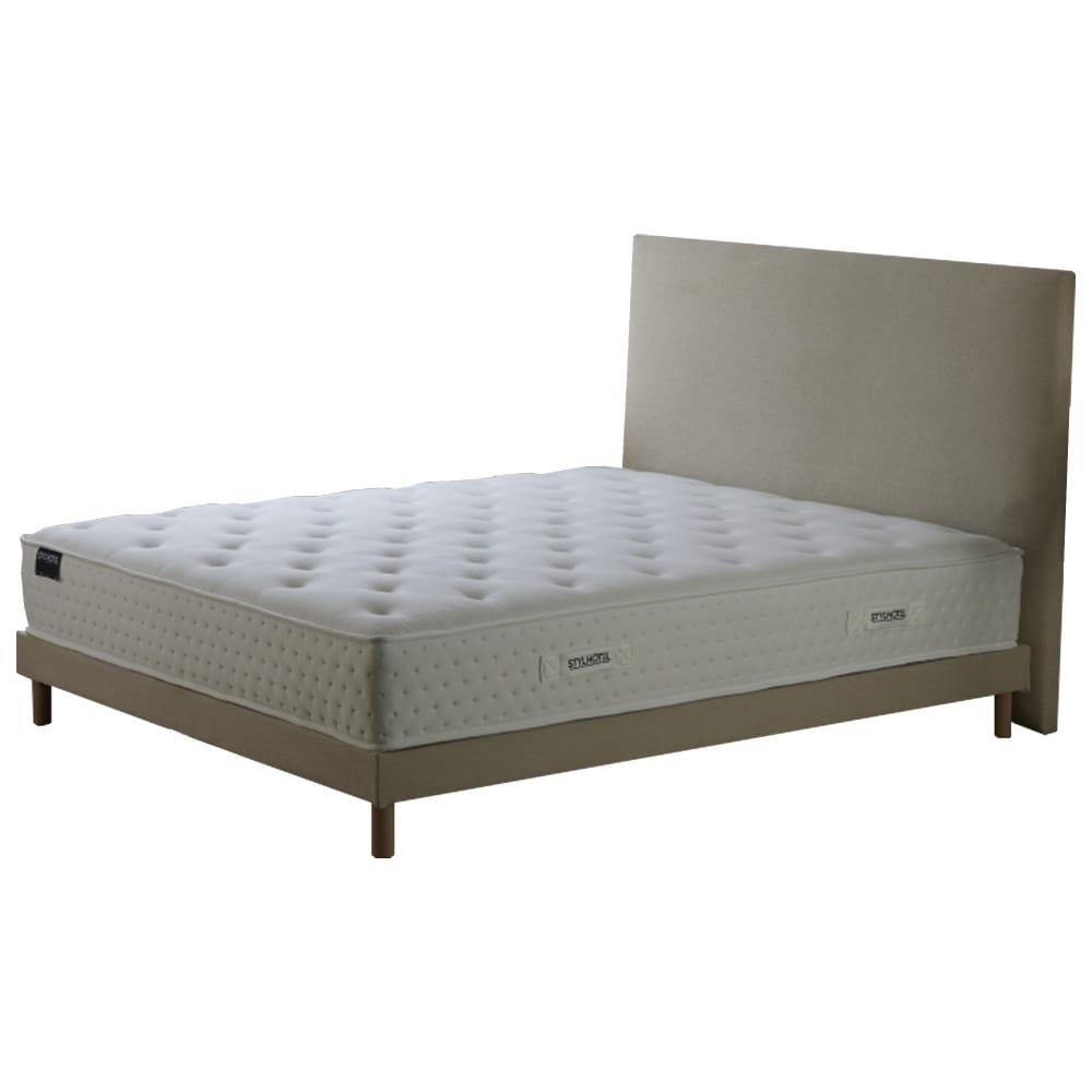 Ensemble matelas ressort 7 zones sommier kit tete de lit beige 140x190