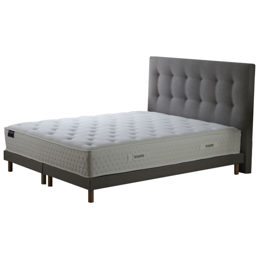 Ensemble matelas ressort 7 zones sommier tete de lit gris 2x80 x 200