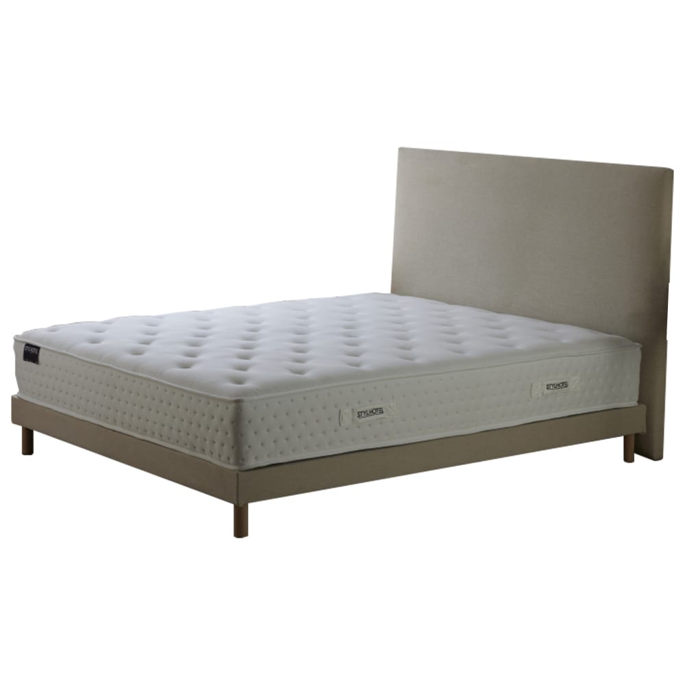 Ensemble matelas ressort mousse HD sommier tete de lit beige 140x190