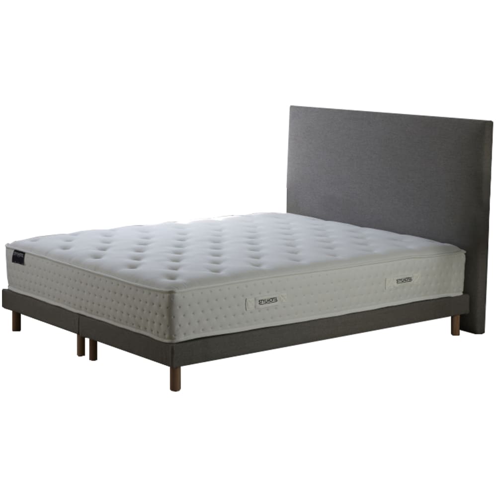 Ensemble matelas ressort 7 zones sommier tete de lit gris 2x80 x 200