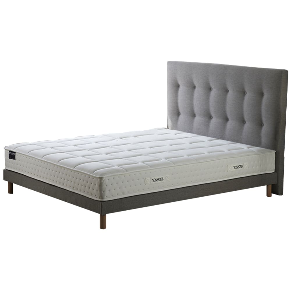 Ensemble matelas ressorts 5 zones sommier tete de lit gris 140 x 200