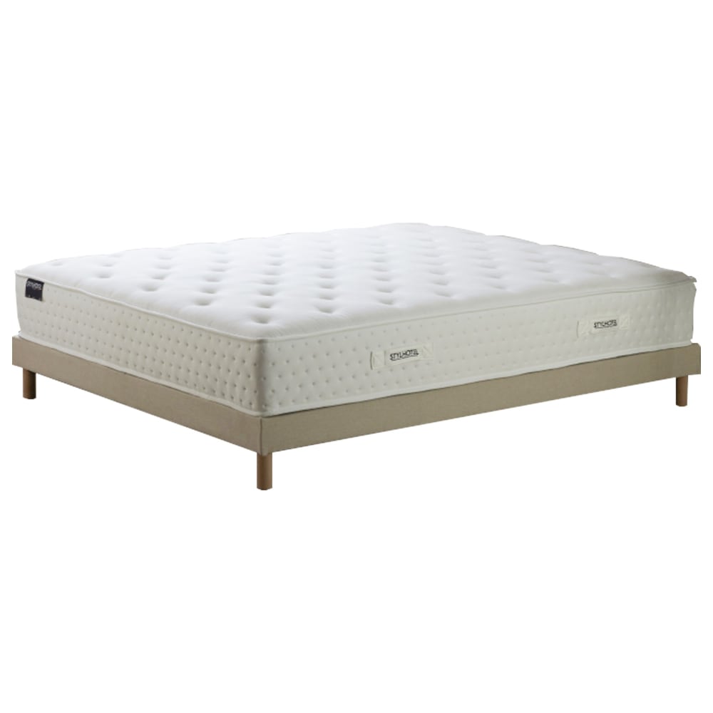 Ensemble matelas ressort 7 zones mousse sommier kit beige 140x190