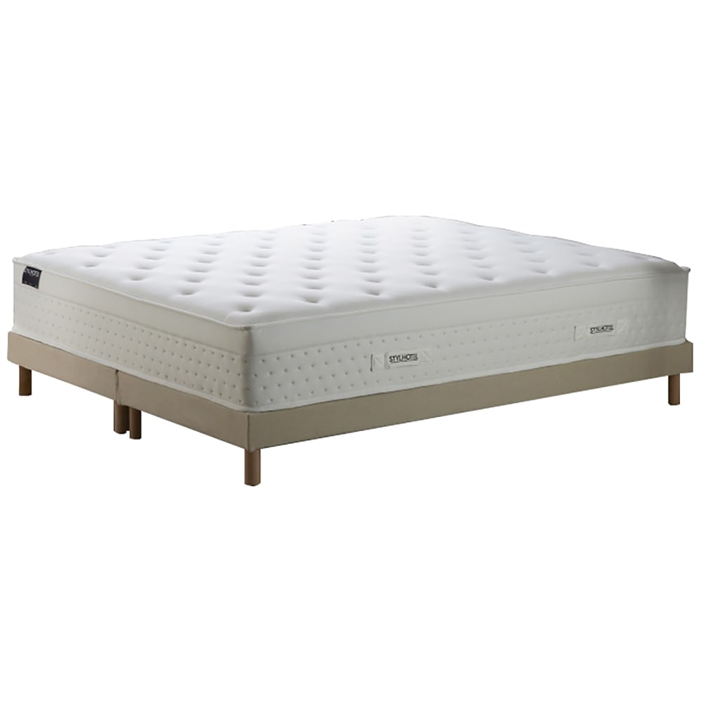 Ensemble matelas ressort mémoire de forme sommier beige 160x200