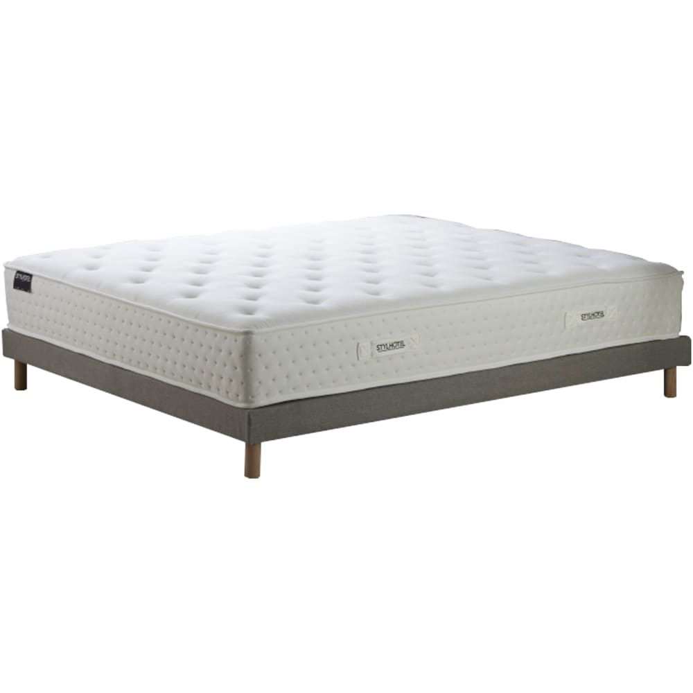 Ensemble matelas ressort 7 zones mousse sommier gris 140x190