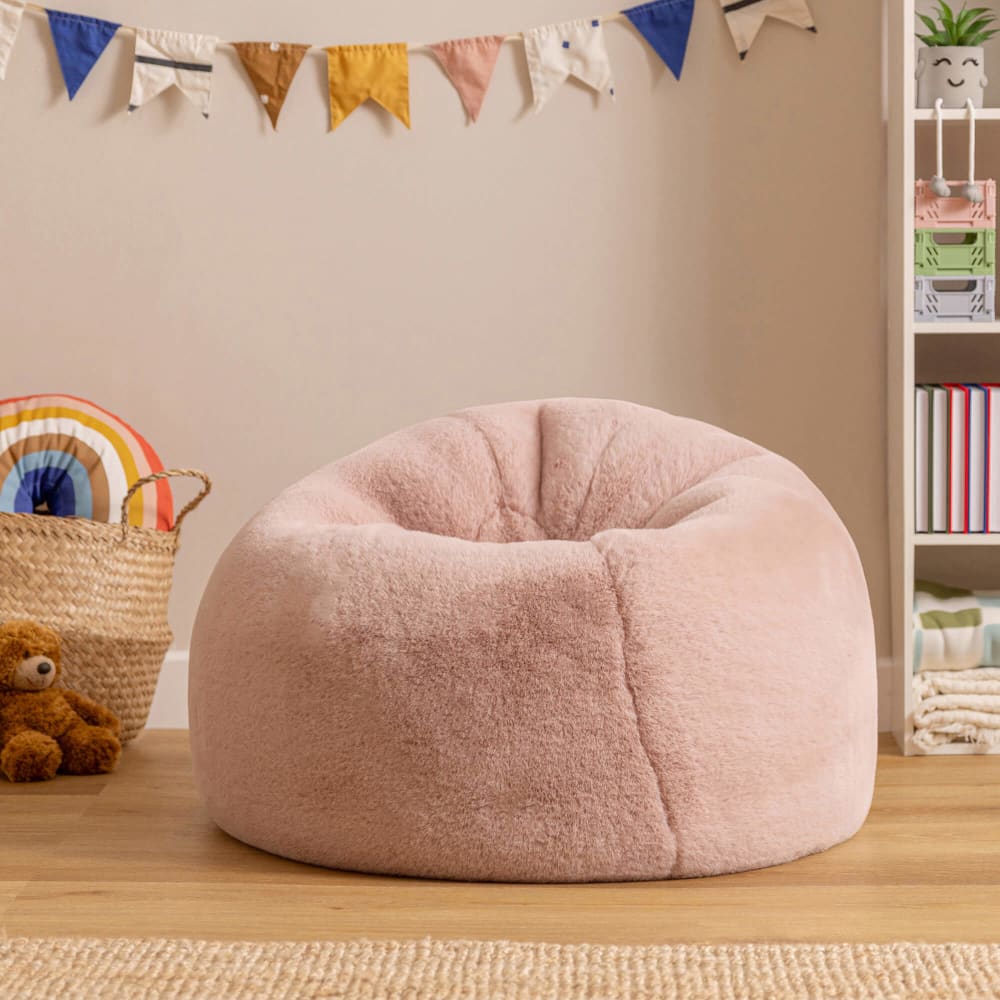 Klassischer Sitzsack-Sessel für Kinder aus Kaninchenfellimitat,