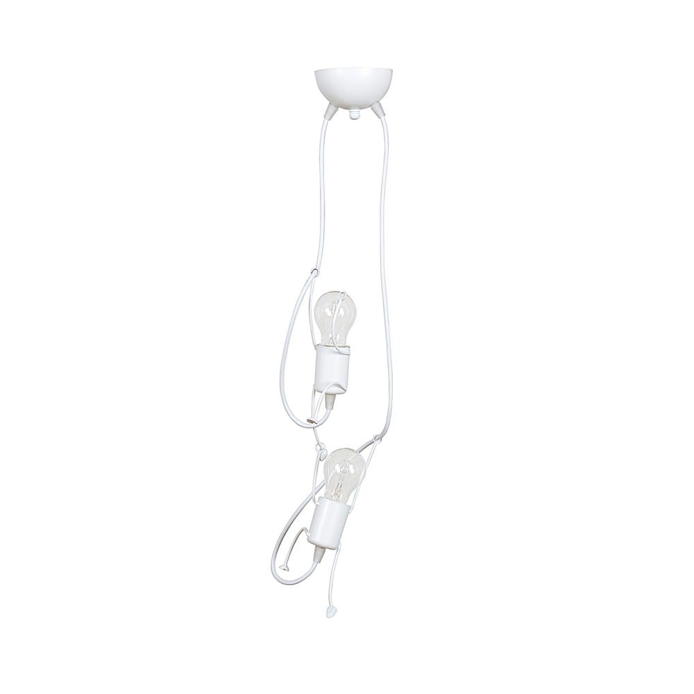 Wonderlamp Original weiße 2-flammige Kinder-Pendelleuchte mit verstellbarer Höhe style modern - Metall