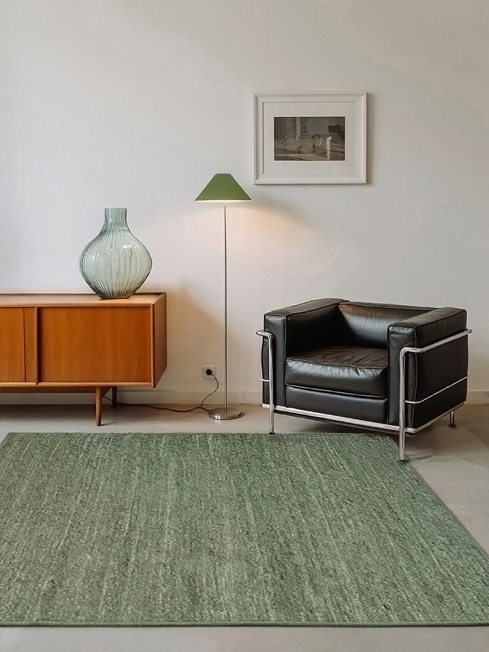Tapis en coton recyclé tissé à la main vert 160 x 230 cm — vue 3